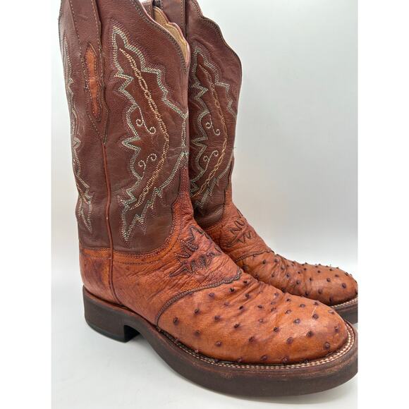 Lucchese 2000 7.5 Full Quill Ostrich Brown Women’sWestern Cowgirl Boots - Picture 5 of 13